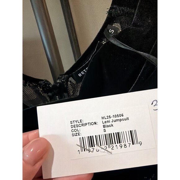 retrofete Leni Velvet Corset Wide Leg Jumpsuit Black Womens Size Small - Picture 11 of 12